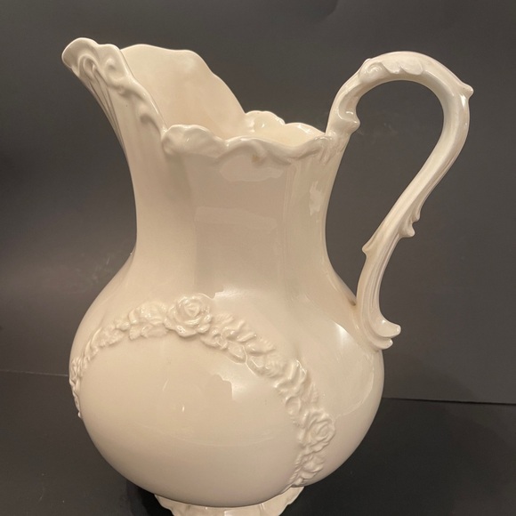 Vintage Ceramic Water Pitcher with Rose Garland Detail - Picture 6 of 8